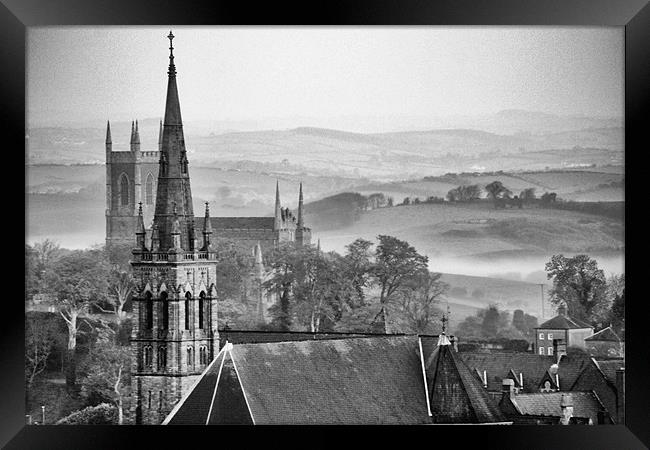Morning Mist Downpatrick Framed Print by pauline morris
