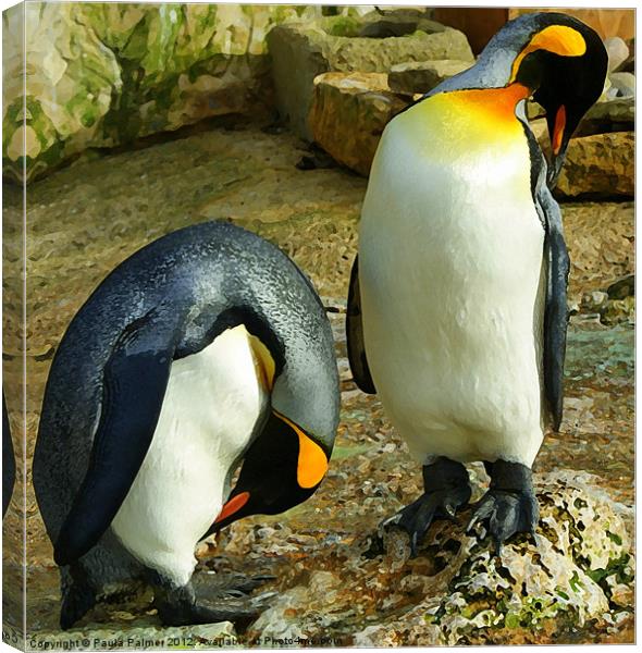 Arty pair of king penquins Canvas Print by Paula Palmer canvas