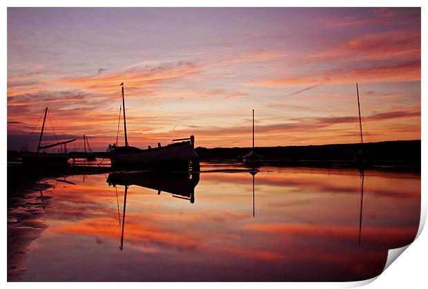 Fire in the Sky in Burnham Overy Staithe Print by Paul Macro
