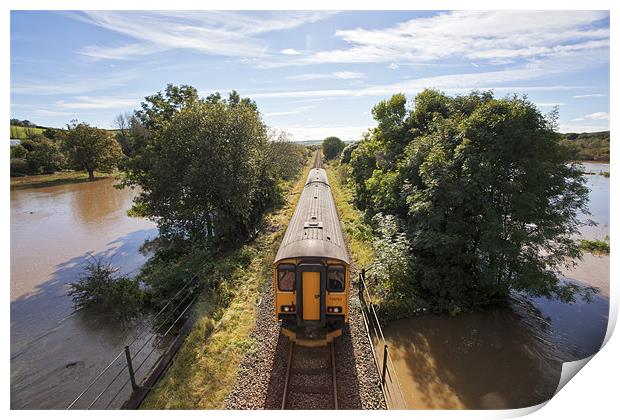 Train Journey Through Flooded Land Print by Mike Gorton