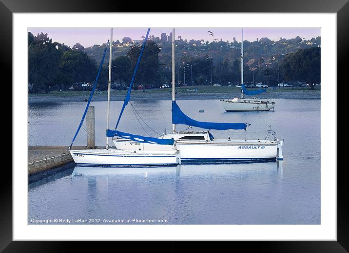 San Diego Sailboats Framed Mounted Print by Betty LaRue