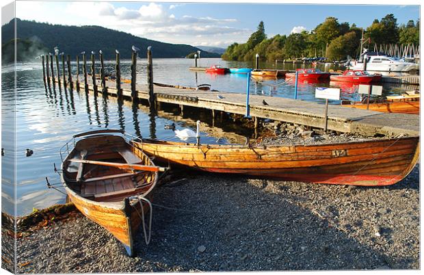 Rowing Boats on shore of Lake Windermere Canvas Print by Scott  Paul