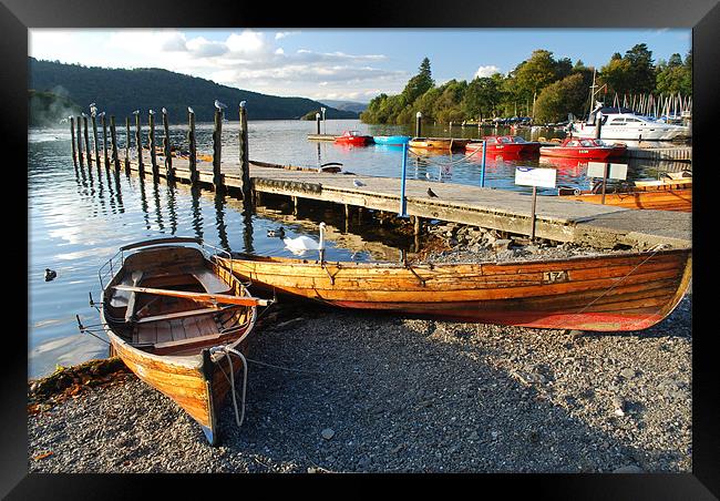 Rowing Boats on shore of Lake Windermere Framed Print by Scott  Paul