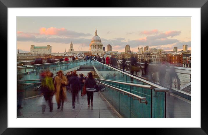 Busy Milliennium Bridge Framed Mounted Print by Clive Eariss