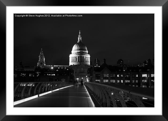 St Pauls from Millennium Bridge Framed Mounted Print by Steve Hughes