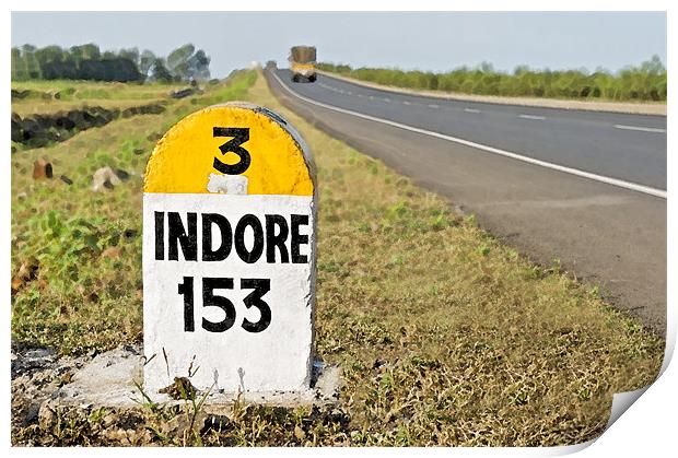 153 kilometers to Indore Milestone Print by Arfabita  