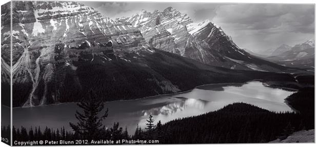 Peyto Lake in the Rockies Canvas Print by Peter Blunn