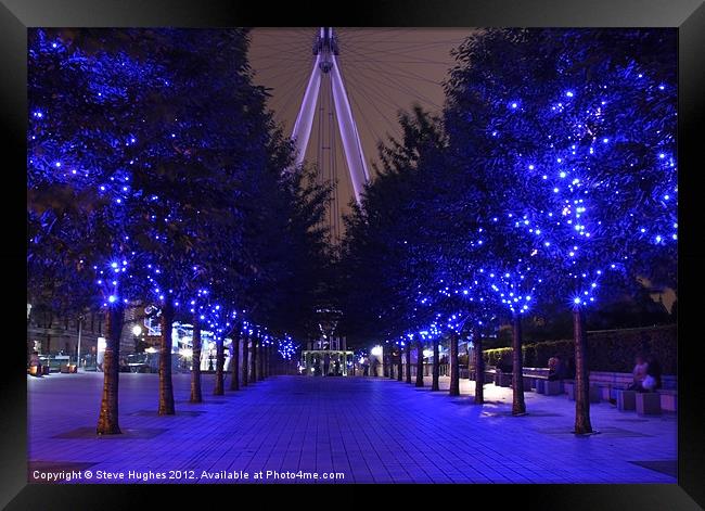 London Eye Blue Trees Framed Print by Steve Hughes