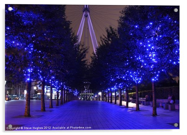 London Eye Blue Trees Acrylic by Steve Hughes