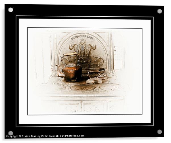  misc   .. Old Stove Patent 1885 Acrylic by Elaine Manley