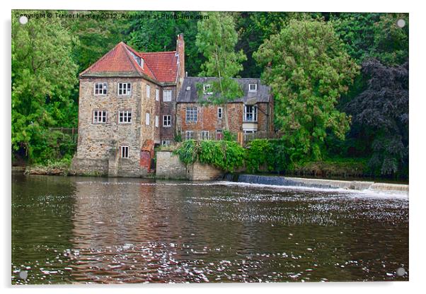 Fulling Mill on the River Wear Acrylic by Trevor Kersley RIP