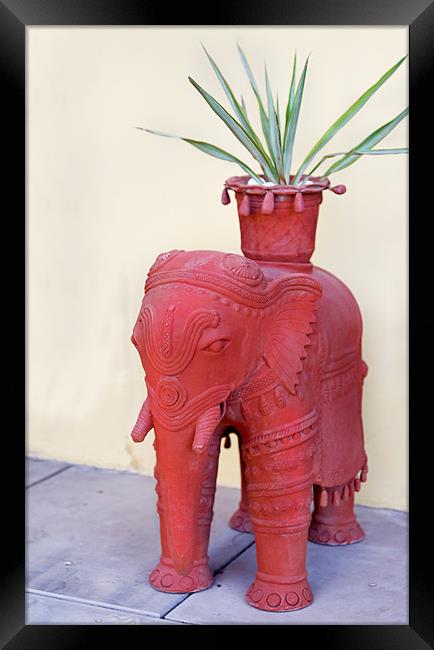 elephant plant pot garden feature Rajasthan India Framed Print by Arfabita  