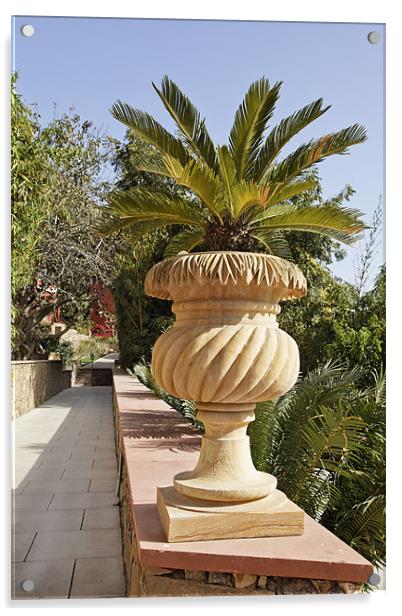 Plant linned garden path ornate stone flower pot Acrylic by Arfabita  
