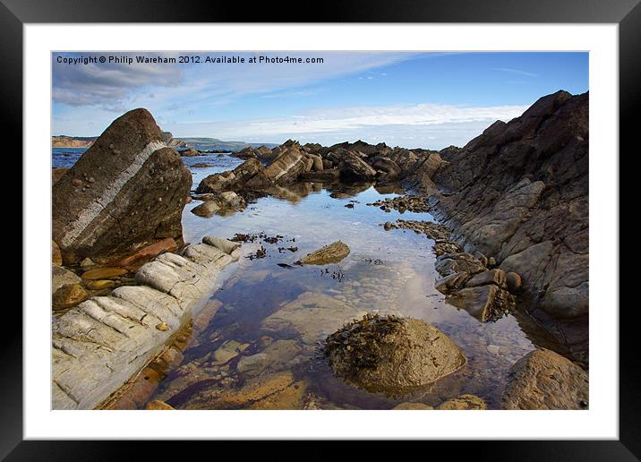 Rock Pool and beyond Framed Mounted Print by Phil Wareham