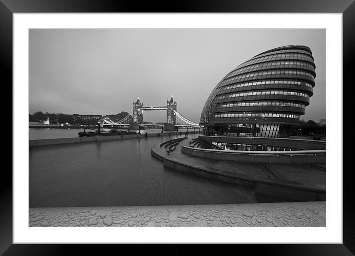 City Hall and Tower Bridge Framed Mounted Print by David French