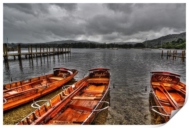 Lake Windermere Boats Print by Sandra Pledger