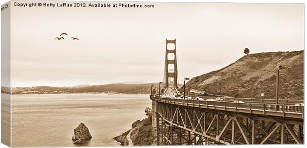 Golden Gate Bridge in Sepia Canvas Print by Betty LaRue