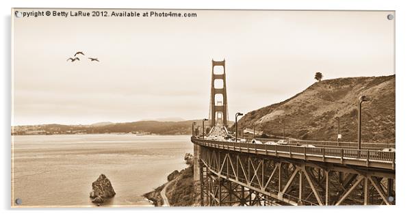 Golden Gate Bridge in Sepia Acrylic by Betty LaRue