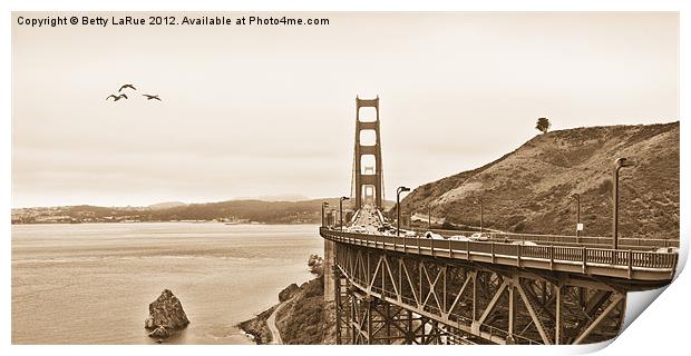 Golden Gate Bridge in Sepia Print by Betty LaRue