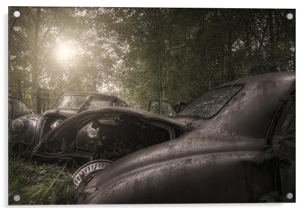 Car grave yard Acrylic by andrew bagley