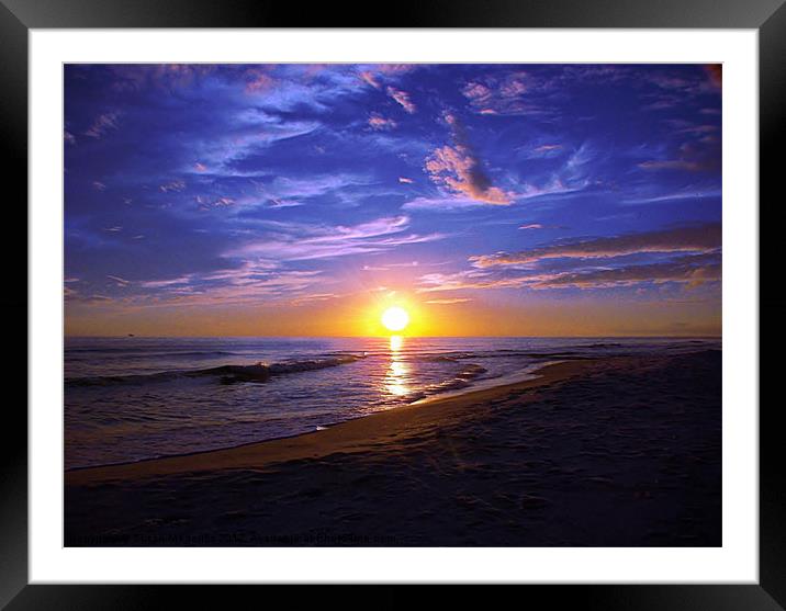 Radiating Blue Sunset Paint Framed Mounted Print by Susan Medeiros