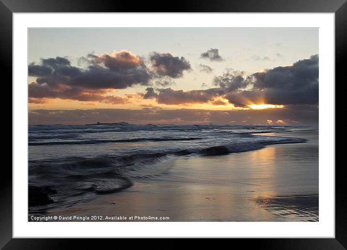 Sunrise at Bamburgh Beach Framed Mounted Print by David Pringle