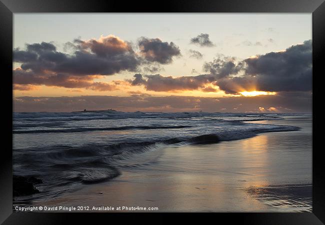 Sunrise at Bamburgh Beach Framed Print by David Pringle