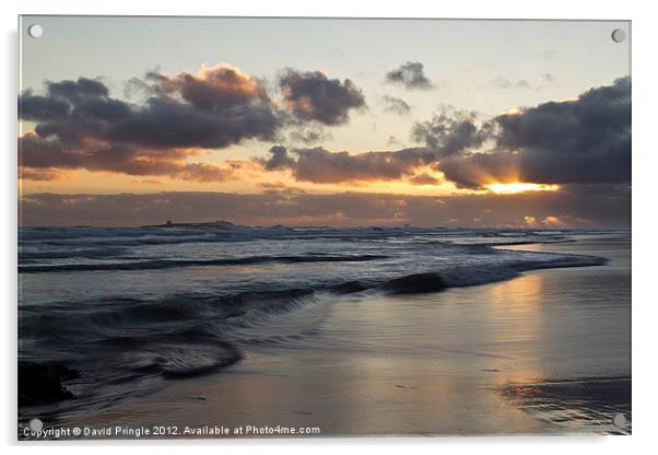 Sunrise at Bamburgh Beach Acrylic by David Pringle