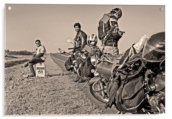 Bikers rest 153Kms before Indore Acrylic by Arfabita  