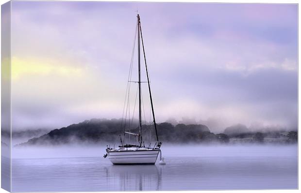 Boat in the dawn mist Canvas Print by Robert Fielding