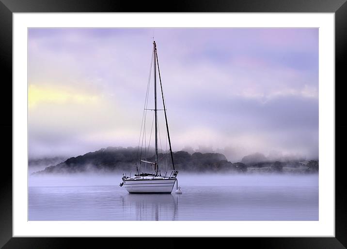 Boat in the dawn mist Framed Mounted Print by Robert Fielding