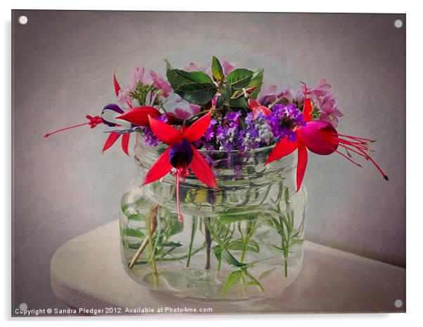 Last of the summer flowers Acrylic by Sandra Pledger