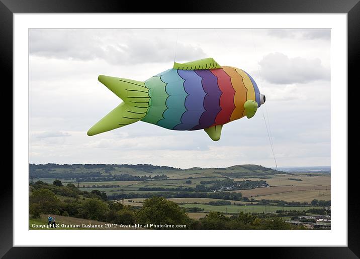 Kite Flying at Dunstable Downs Framed Mounted Print by Graham Custance