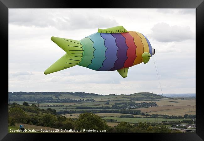 Kite Flying at Dunstable Downs Framed Print by Graham Custance