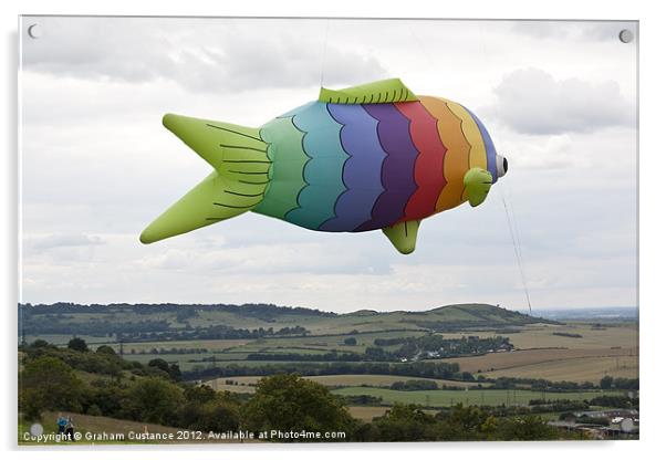 Kite Flying at Dunstable Downs Acrylic by Graham Custance