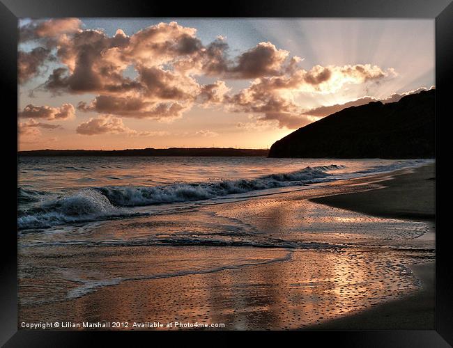 Sunrise over Carbis Bay Framed Print by Lilian Marshall
