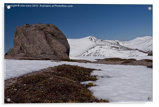 snow on Carn a Mhaim Acrylic by alan bain