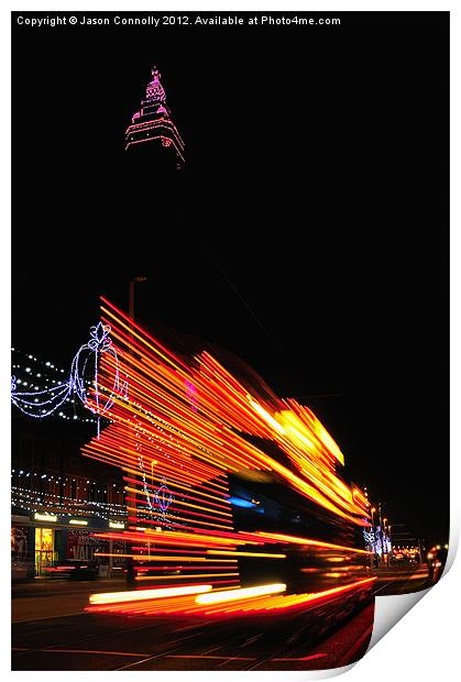 Fast Tram Blackpool Print by Jason Connolly
