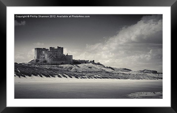 Bamburgh castle 01 Framed Mounted Print by Phillip Shannon