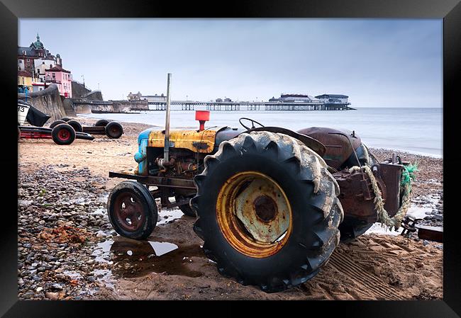 Tractor on Cromer Beach Framed Print by Stephen Mole
