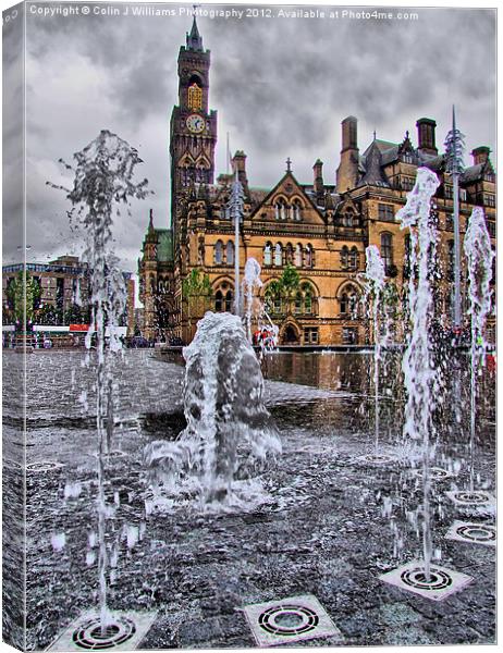 Bradford Fountains and city hall Canvas Print by Colin Williams Photography