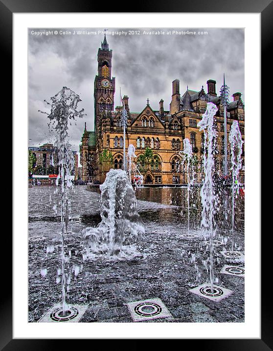 Bradford Fountains and city hall Framed Mounted Print by Colin Williams Photography
