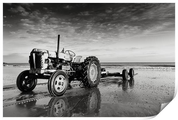 Cromer Beach tractor Print by Simon Wrigglesworth