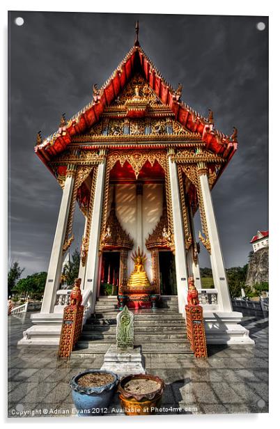 ThaI Temple Acrylic by Adrian Evans
