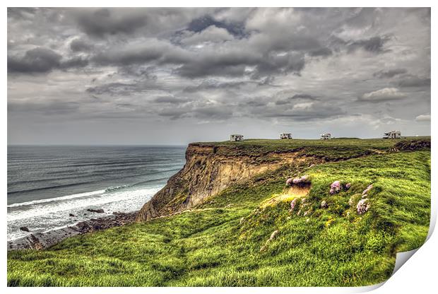 Camper Vans Overlooking Sandymouth Beach Print by Mike Gorton