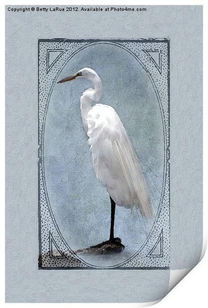 Great Egret Digital Painting Print by Betty LaRue