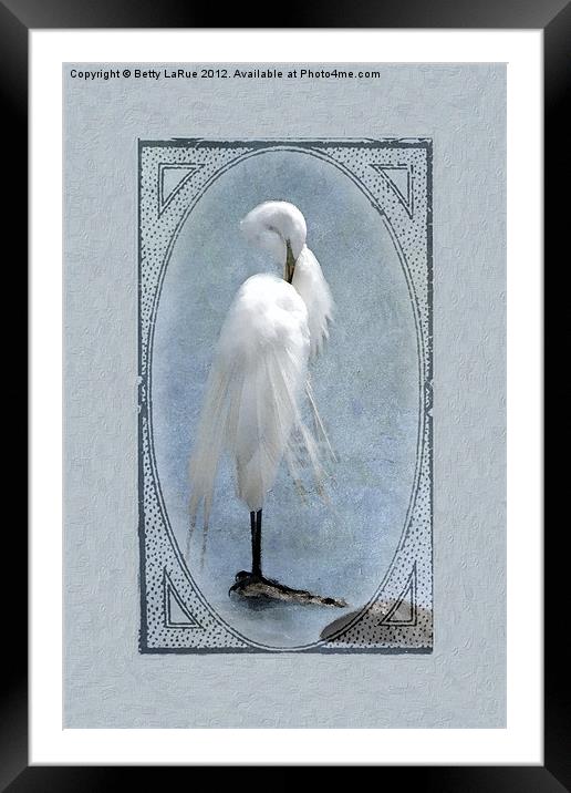 Great Egret Digital Painting #2 Framed Mounted Print by Betty LaRue