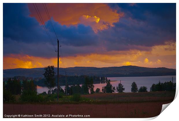 Sunset over lake Print by Kathleen Smith (kbhsphoto)