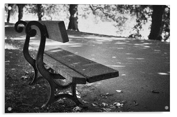Lonely seat in park Acrylic by Phillip Shannon