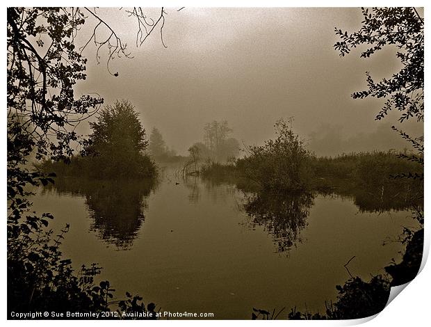 Foggy morning over the lake Print by Sue Bottomley